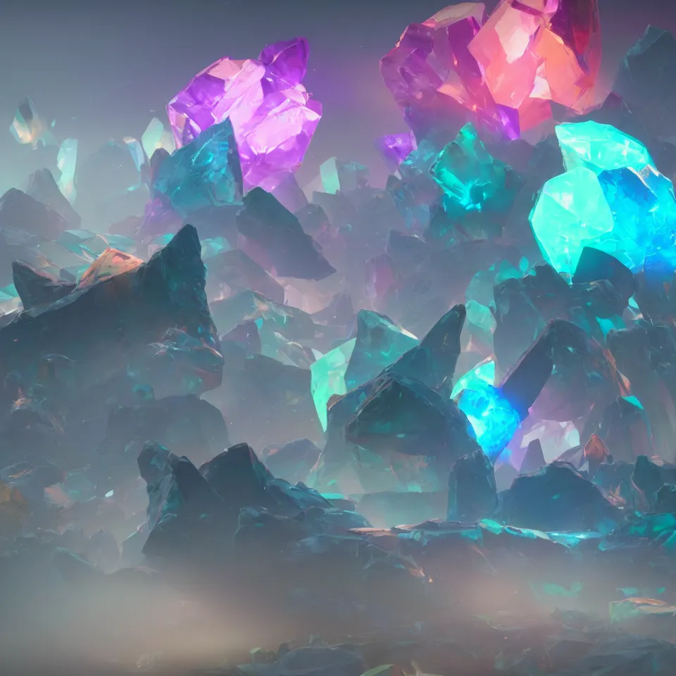 Prompt: a single crystal, colorful by greg rutkowski, digital art, octane render, 4k, unreal engine