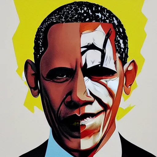 Prompt: Obama as Batman, painted by Conrad Roset