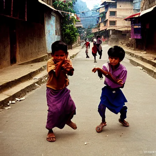 Image similar to 1 9 9 0 s streets of kathmandu, boys playing on the streets