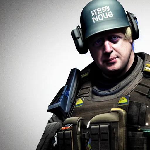 Prompt: boris johnson as a rainbow six siege operator, 4 k, highly detailed