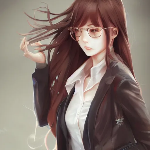 Image similar to kurisu makise, elegant, ultra highly detailed, digital painting, smooth, sharp focus, artstation, pixiv, art by ina wong, bo chen, artgerm, rossdraws, sakimichan