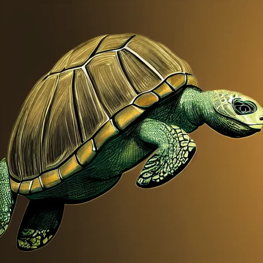 Image similar to arabic person shapeshifting into a turtle, photorealistic, digital art