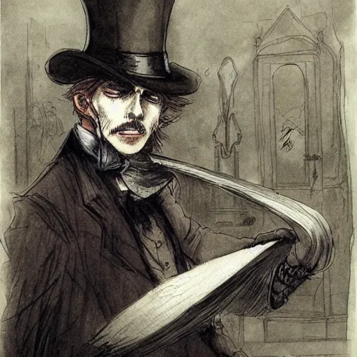 Image similar to jack the ripper high resolution, high quality, by jean - baptiste monge