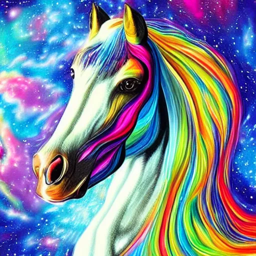 Image similar to psychedelic portrait of a horse in space, concept art, highly detailed