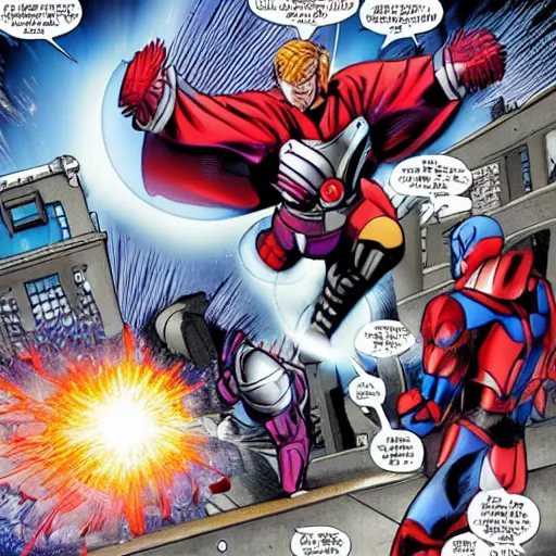 Image similar to magneto fighting optimus prime in a city