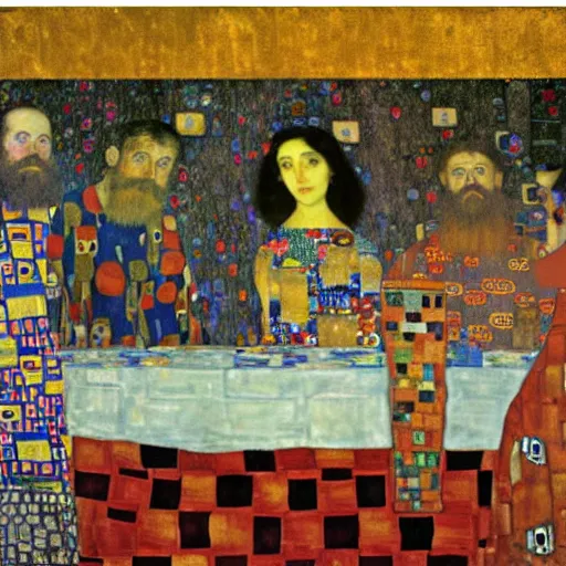 Image similar to The Last Supper by Gustav Klimt,