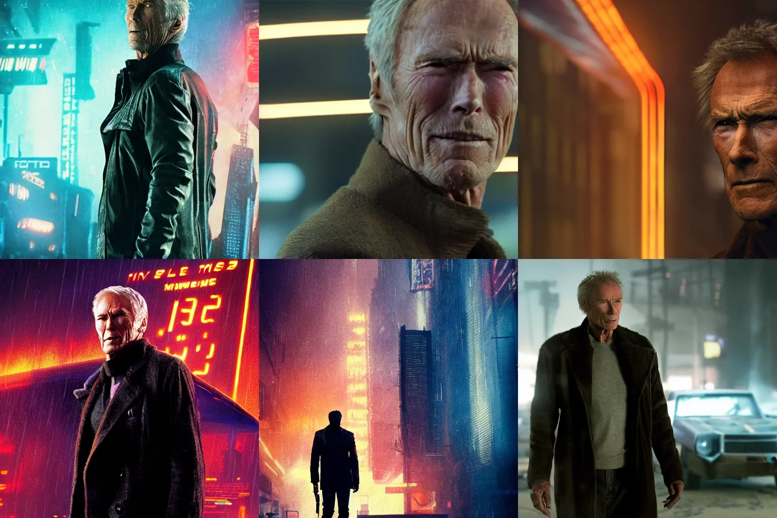 Prompt: Clint Eastwood in Blade Runner 2049