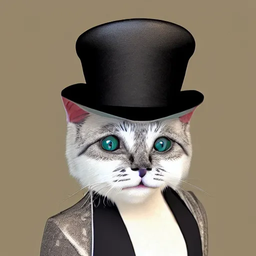 Prompt: cat wearing a tophat octane render