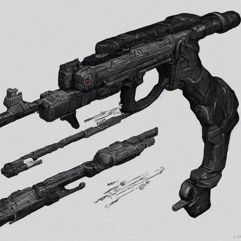 Image similar to detailed diagram of a futuristic gun, 2 d game art, concept art, sci - fi