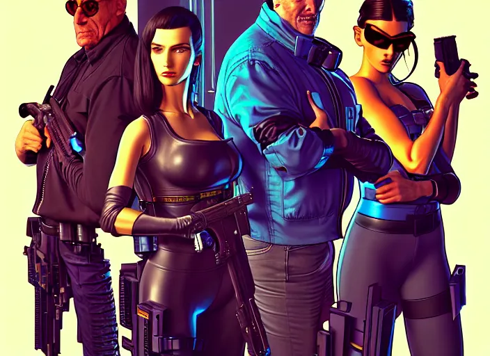 Image similar to cyberpunk spy squad. portrait by stonehouse and mœbius and will eisner and gil elvgren and pixar. character design. realistic proportions. cyberpunk 2 0 7 7 character art, blade runner 2 0 4 9 concept art. cel shading. attractive face. thick lines. the team. diverse characters. artstationhq.