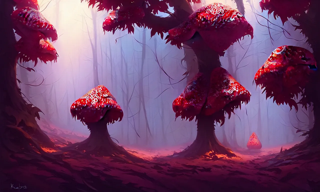 Image similar to Dark forest large strawberries, behance hd by Jesper Ejsing, by RHADS, Makoto Shinkai and Lois van baarle, ilya kuvshinov, rossdraws global illumination