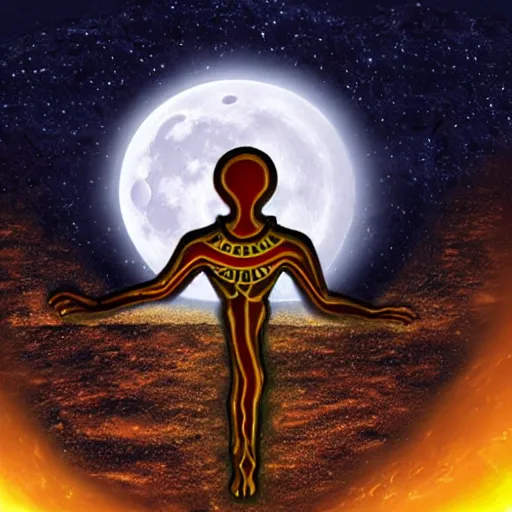 Image similar to ankh shining in front of the glowing moon