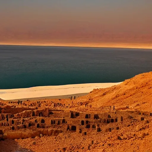 Prompt: a sunset at the dead sea