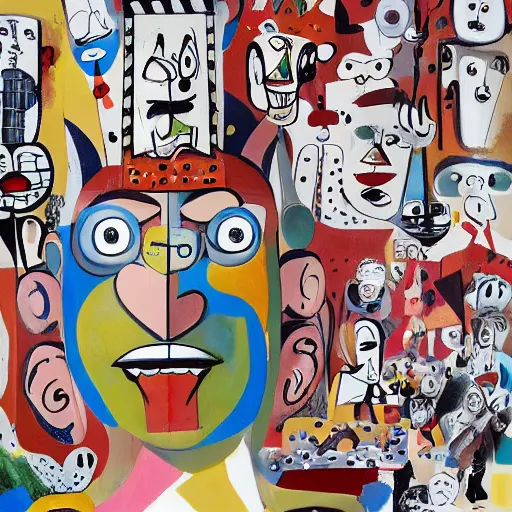 Image similar to crazy man, designed by george condo