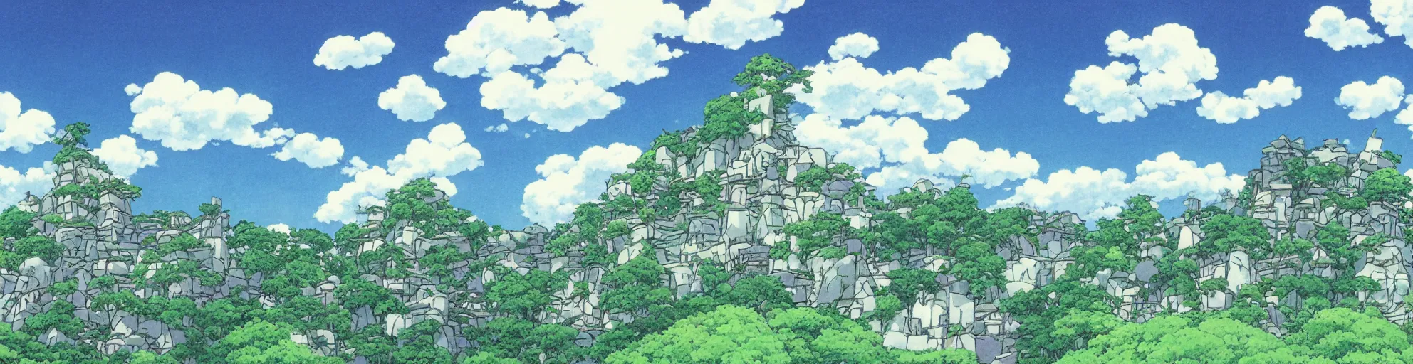 Prompt: A cloudy sky, by Studio Ghibli