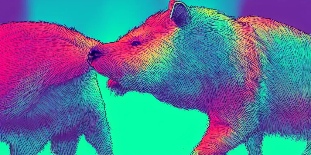 Prompt: Synthwave Capybara Background, Digital Art, High Quality