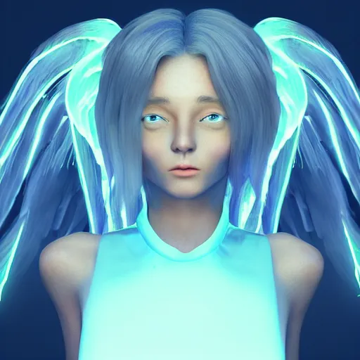 Image similar to angel spirit guide, cartoon portrait made out of rain, realistic, highly detailed, neon, rendered in octane, unreal engine, beautiful, trending on artstation, emotional
