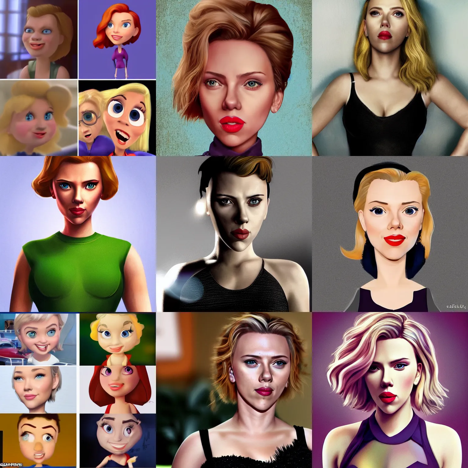 Prompt: scarlett johansson in the style of a pixar