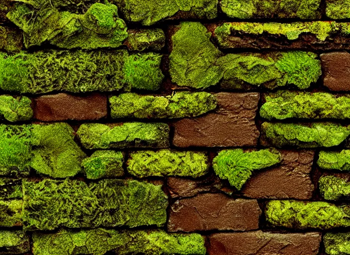 Prompt: texture, brown brick with moss, tileable, ancient, fantasy, elven