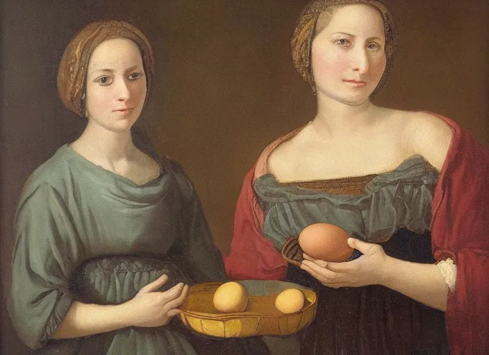 Image similar to a portrait of a woman with eggs for eyes in the style of salvador dall oil on cavas sharp detailedi - h 1 0 2 4