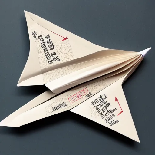 Image similar to instructions for folding a paper plane, hyper detailed, 4k