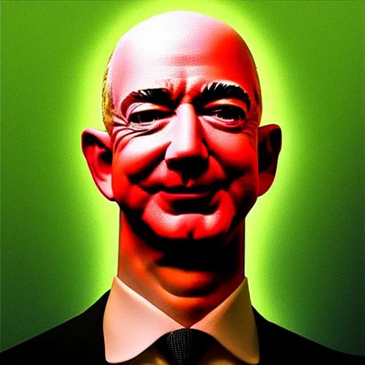 Prompt: Jeff Bezos as a burger in the style of Beksinski