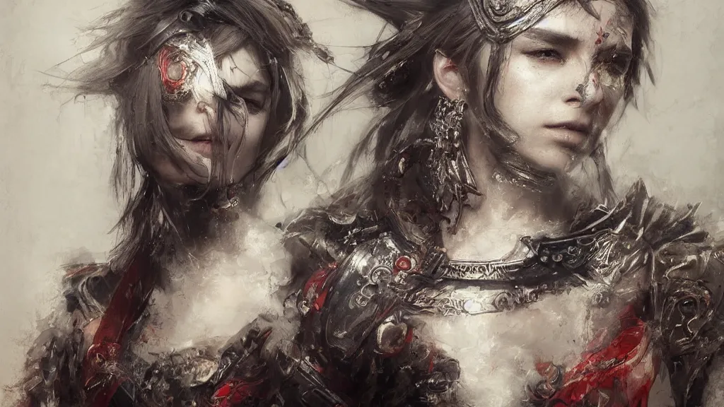 Image similar to a highly detailed character portrait of Ranni , by Ruan Jia