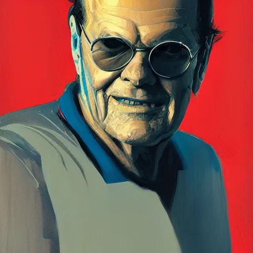 Image similar to 🌈 abstract motorcycle engine portrait of jack nicholson by atey ghailan and edward hopper