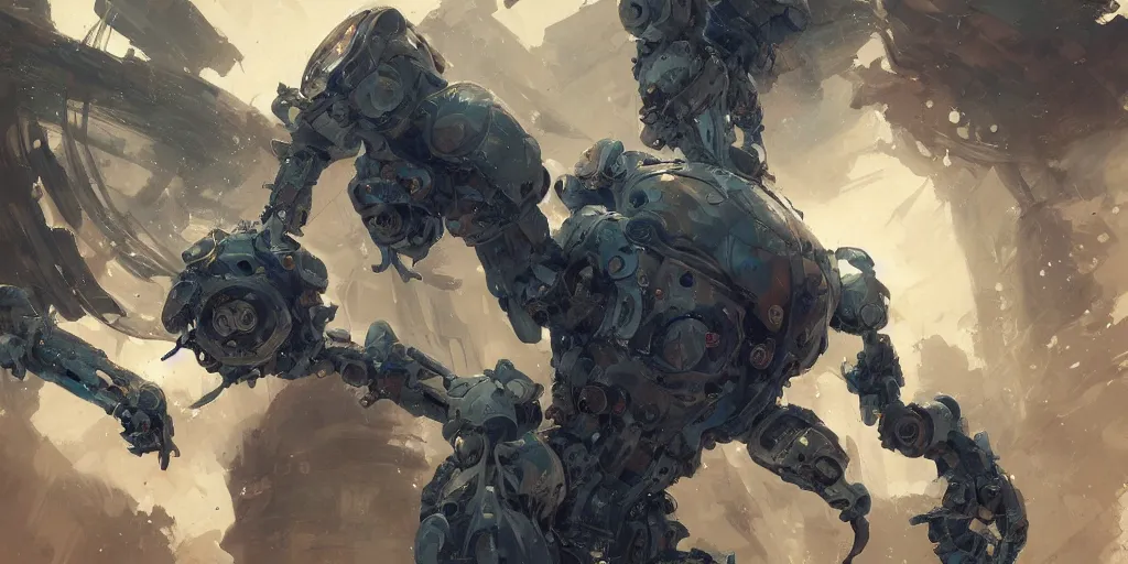 Prompt: highly detailed beautiful photography of robots, splash, sharp focus, dynamic lighting, elegant, harmony, beauty, masterpiece, by riccardo federici, by james jean, by craig mullins, by lois van baarle, by makoto shinkai, by greg tocchini, by greg rutkowski, illustration, ink draw, pen,