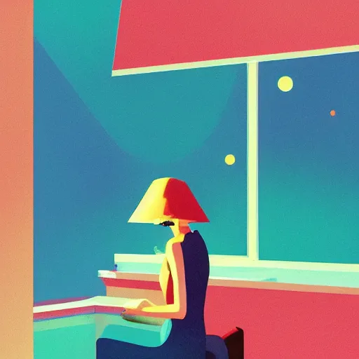 Image similar to 🌈 🛰 abstract jazz music by atey ghailan and edward hopper