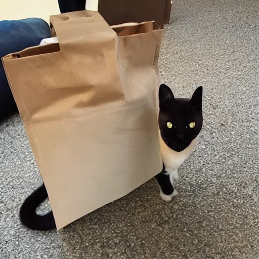 Image similar to cat in bag,