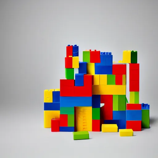 Image similar to photograph of a book made up of building blocks, white background, studio lighting