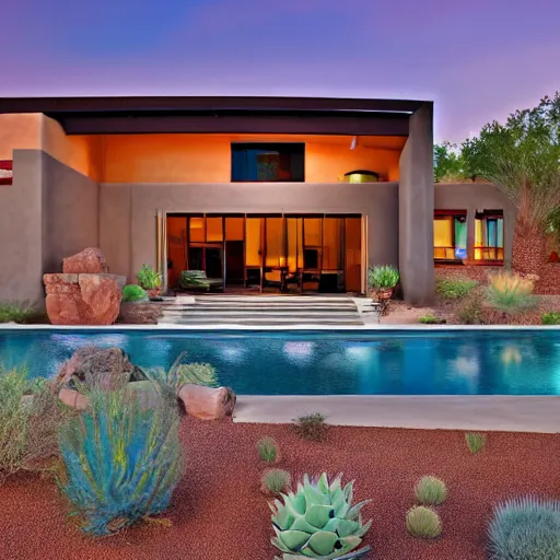 Image similar to modern arizona home, exterior, adobe style