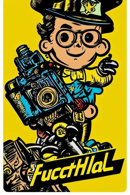 Image similar to fallout 7 6 retro futurist illustration art by butcher billy, sticker, colorful, illustration, highly detailed, simple, smooth and clean vector curves, no jagged lines, vector art, smooth andy warhol style