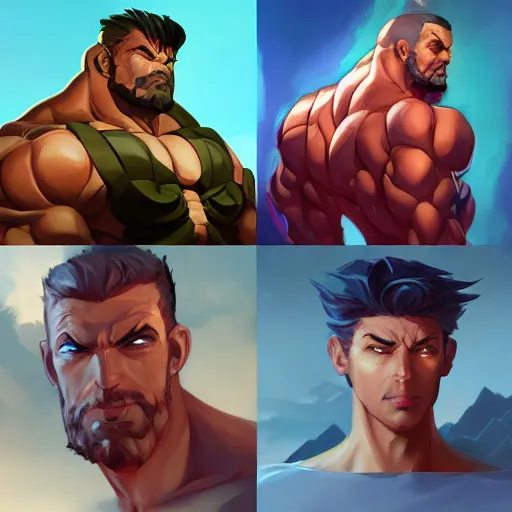 Image similar to portrait muscular handsome hero fantasy art heartstone video game icon, 2 d game art gta cover, official fanart behance hd artstation by jesper ejsing, by rhads, makoto shinkai and lois van baarle, ilya kuvshinov, rossdraws