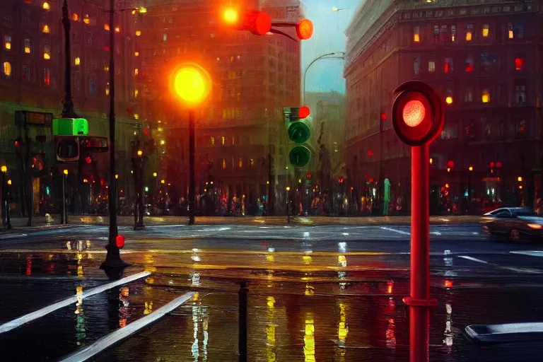 Image similar to ( ( a beautiful 8 k photorealistic masterpiece oil painting ) ( of ( traffic lights guiding people's behaviour ) ) ( hyperrealism ) ( 1 6 k ) ( trending on artstation )