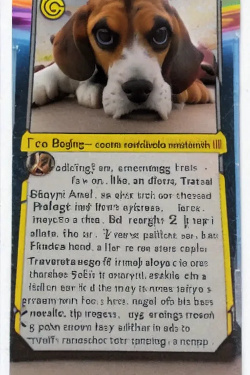 Image similar to pokemon trading card of a beagle