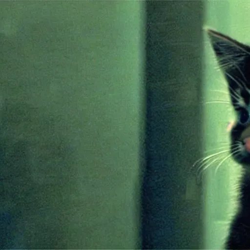 Image similar to A kitten in the matrix movie, cinematic, still from the Matrix