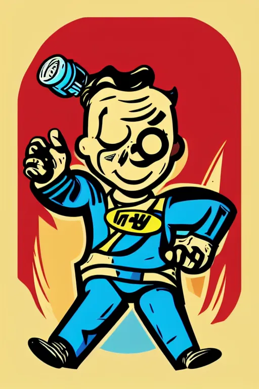 Image similar to fallout 7 6 retro futurist illustration art by butcher billy, sticker, colorful, illustration, highly detailed, simple, smooth and clean vector curves, no jagged lines, vector art, smooth andy warhol style