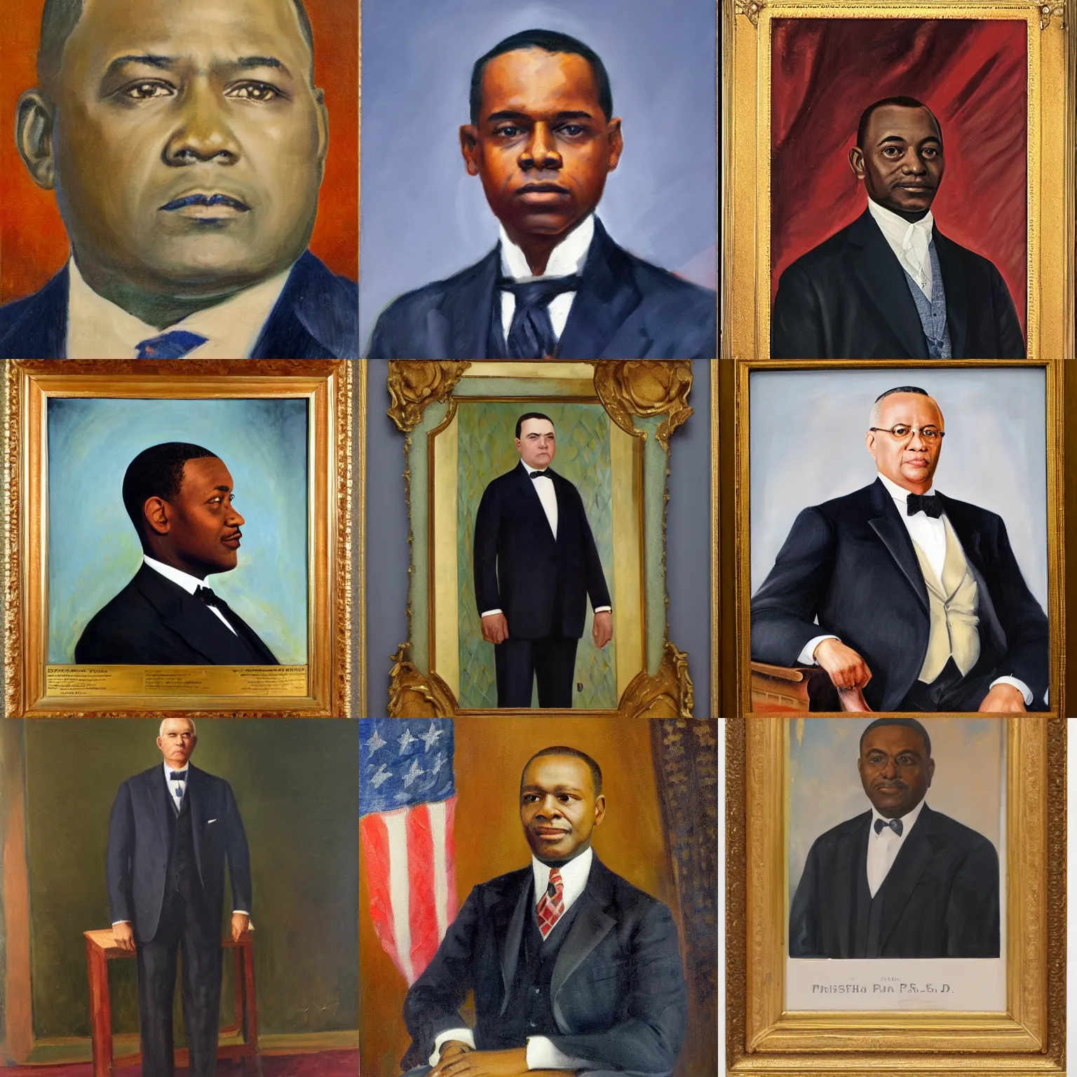 Prompt: Official Portrait of United States President Deshaun Crawford , 1924, Oil on Canvas