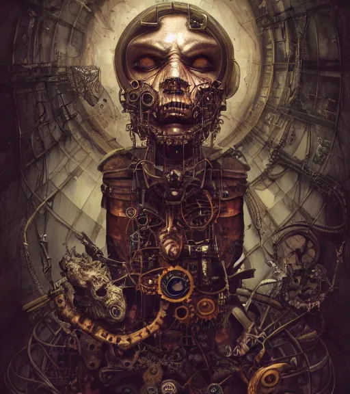 Prompt: portrait, nightmare anomalies, steampunk by dariusz zawadzki, kenneth blom, mental alchemy, james jean, pablo amaringo, naudline pierre, contemporary art, hyper detailed