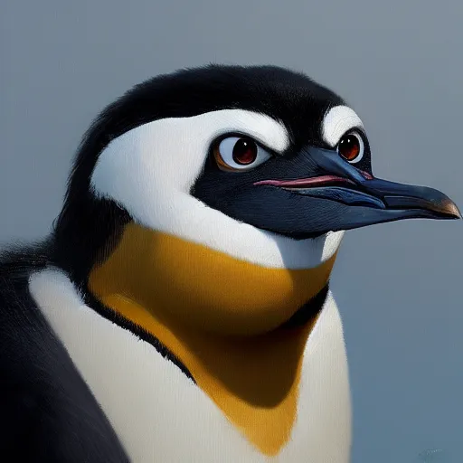 Prompt: portrait oil painting of rico from penguins of madagascar trending on artstation by greg rutkowski