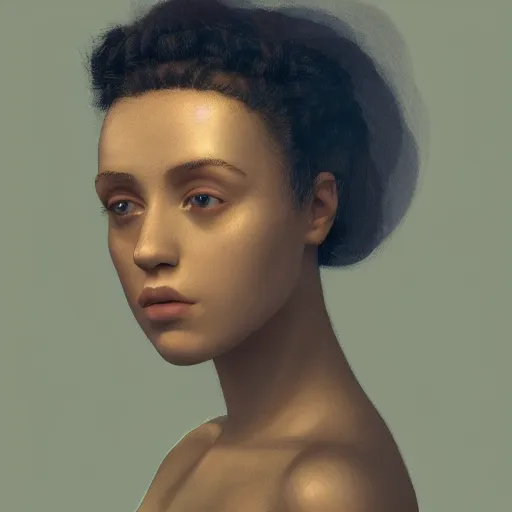 Image similar to kodak portra 4 0 0, 8 k, artstation, soft light, volumetric lighting, highly detailed, britt marling style 3 / 4 portrait photography of a beautiful woman pre - raphaelite, inspired by thandiwe muriu delphine dialo, royal woman, realistic, refined, highly detailed