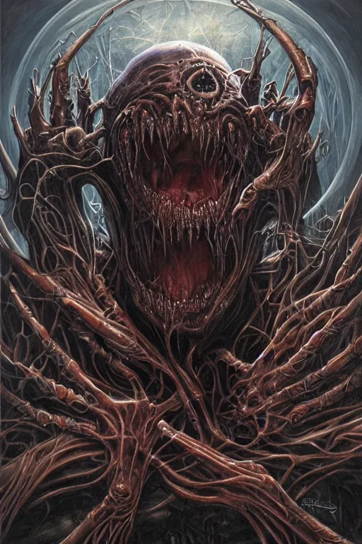 Image similar to carnage symbiote by h. r. giger and tomasz alen kopera.