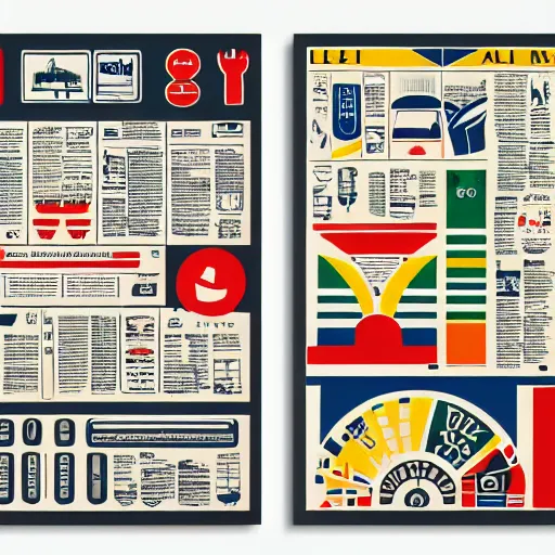 Prompt: large scale, retro, airline safety instructions, with lots of text and icons, colorful and curvy, by massimo vignelli, sonia delaunay, and chris ware