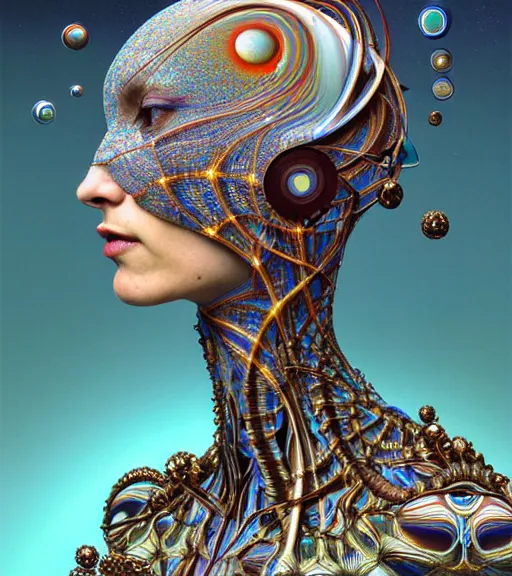 Prompt: futuristic minimalist 3 d model of hyper - detailed beautiful groovypunk queen of andromeda galaxy in full regal attire. face portrait. art nouveau!!!, symbolist, visionary, baroque, giant fractal details. horizontal symmetry by zdzisław beksinski, iris van herpen, raymond swanland and alphonse mucha. hyper - real, beautiful