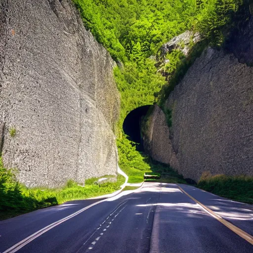 Image similar to a tunnel going through the mountains