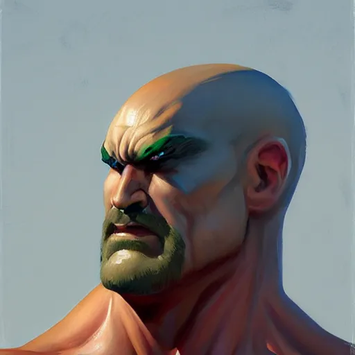 Image similar to greg manchess portrait painting of drax the destroyer as overwatch character, medium shot, asymmetrical, profile picture, organic painting, sunny day, matte painting, bold shapes, hard edges, street art, trending on artstation, by huang guangjian and gil elvgren and sachin teng