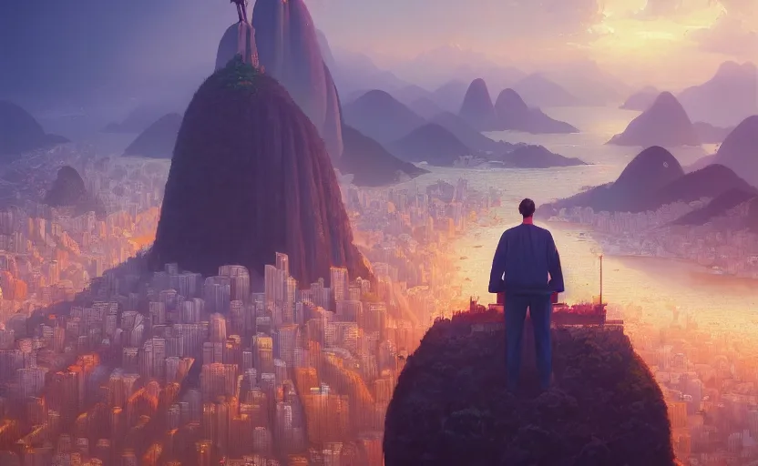 Image similar to highly detailed surreal vfx portrait of rio de janeiro, stephen bliss, unreal engine, greg rutkowski, loish, rhads, beeple, makoto shinkai and lois van baarle, ilya kuvshinov, rossdraws, tom bagshaw, global illumination, detailed and intricate environment