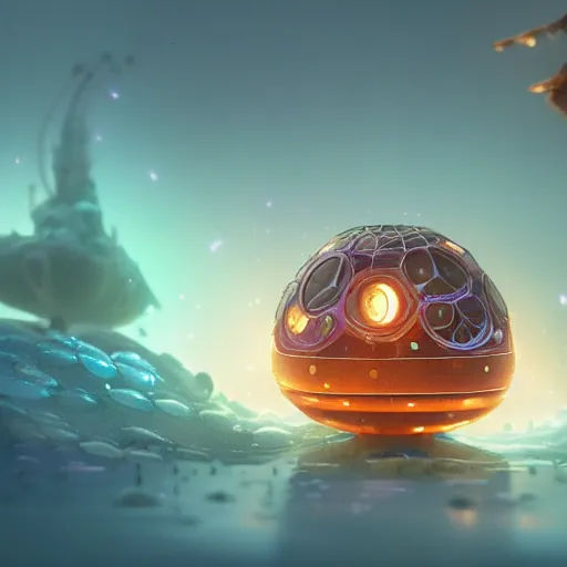 Image similar to tiny wooden spaceship, floating, rbc, radiolaria, protophyta, micro - organisms, center frame, symmetric, rim light, marine microbiology, bioluminescence, electric, soft, concept art, intricate details, highly detailed, colorful, photorealistic, disney pixar, octane render, iridescent, anime, 8 k